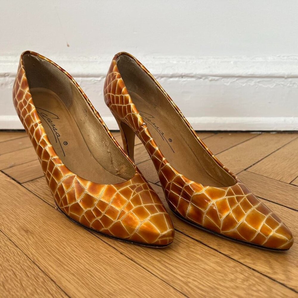 stunning retro giraffe snake skin stilettoes *free shipping!*